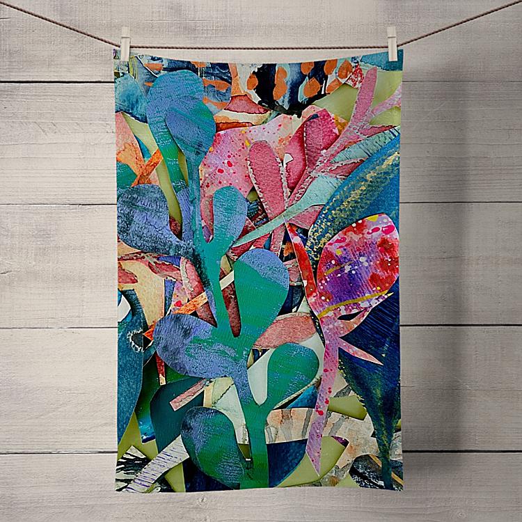 Collage Elements Tea Towel