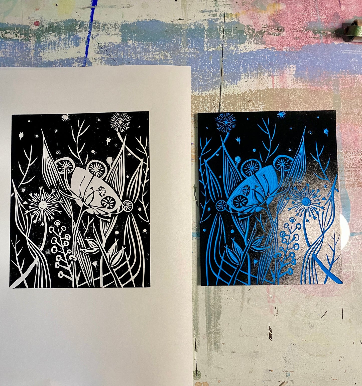 Lino print - Night Time Botanical - New Batch printed