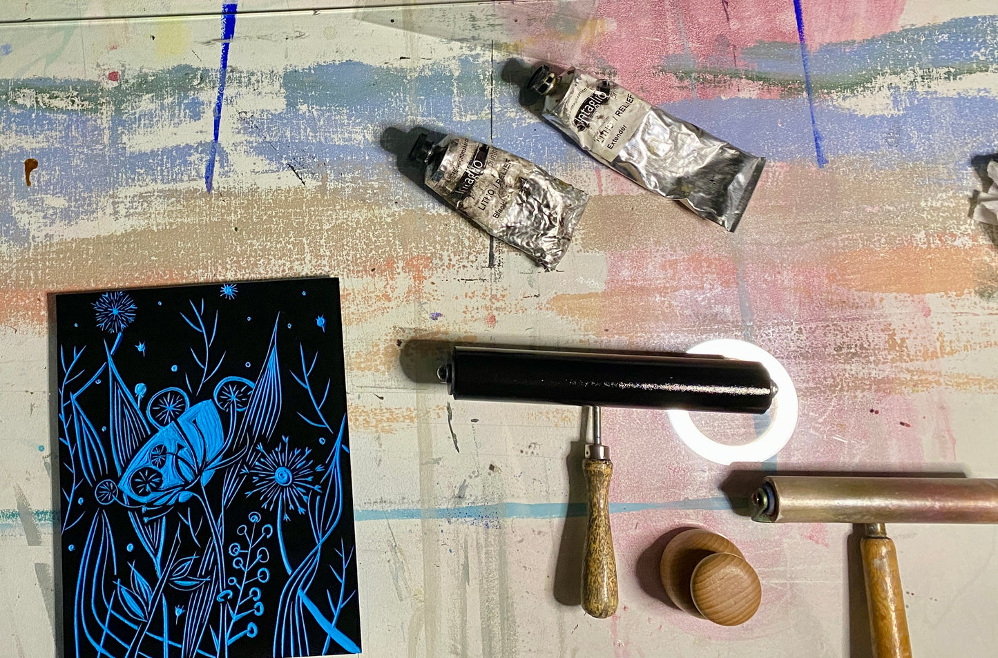 *NEW* Lino print - Night Time Botanical
