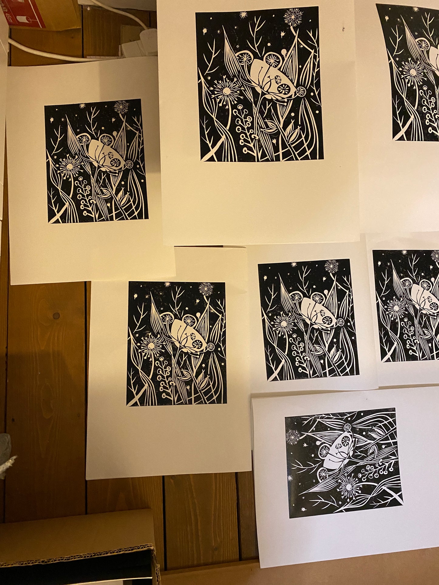 *NEW* Lino print - Night Time Botanical