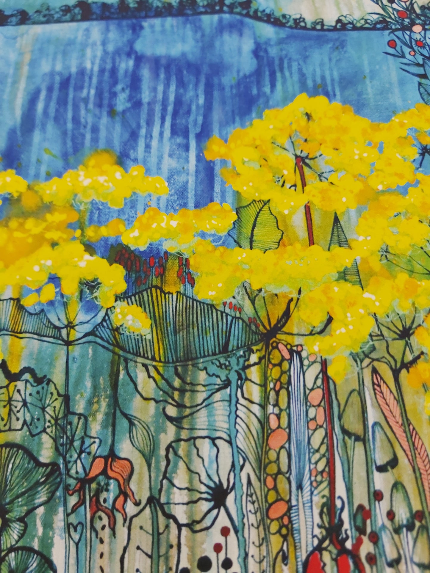 Blue Lake Red Roof Giclée Print