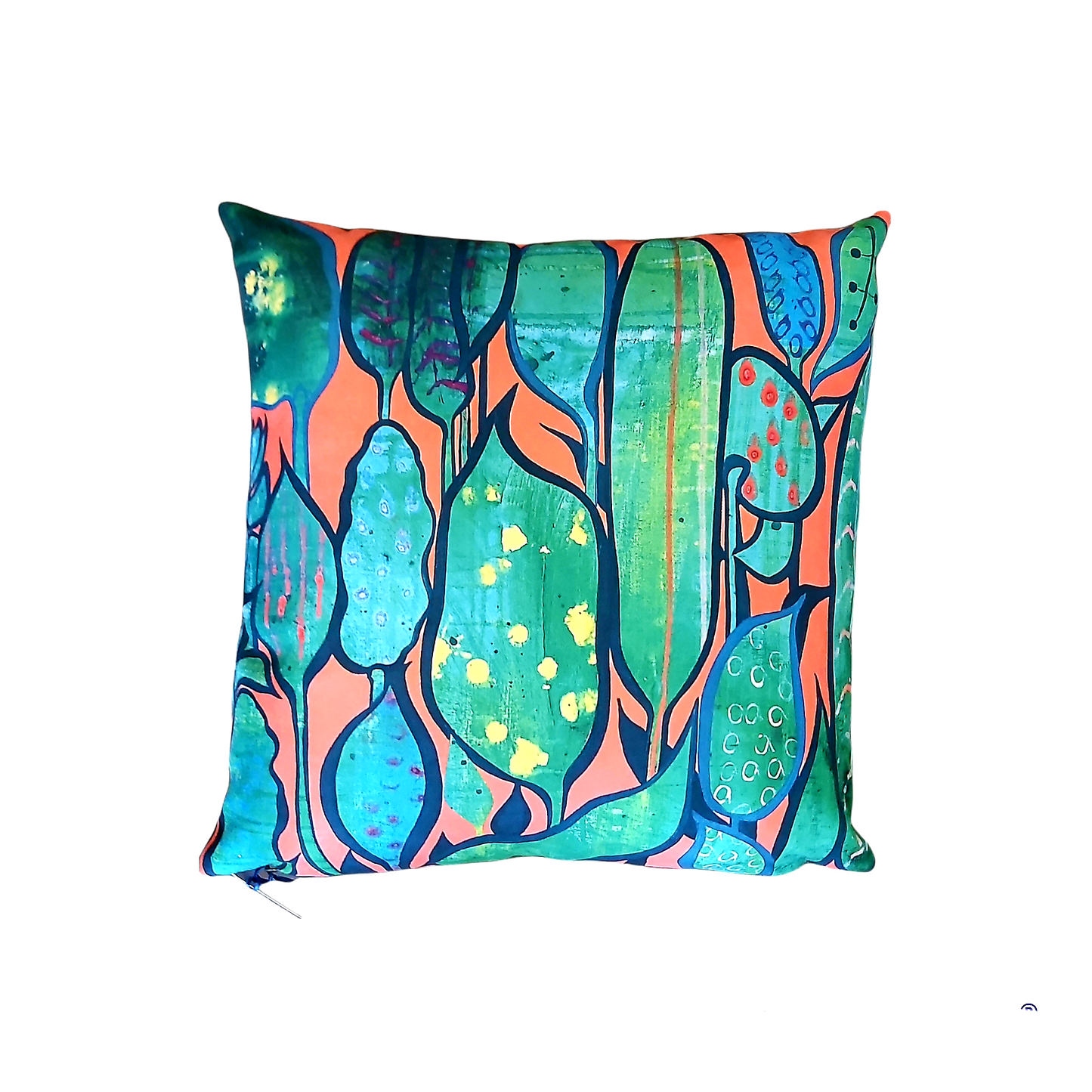 Peaches & Greens Square Cushion Cover