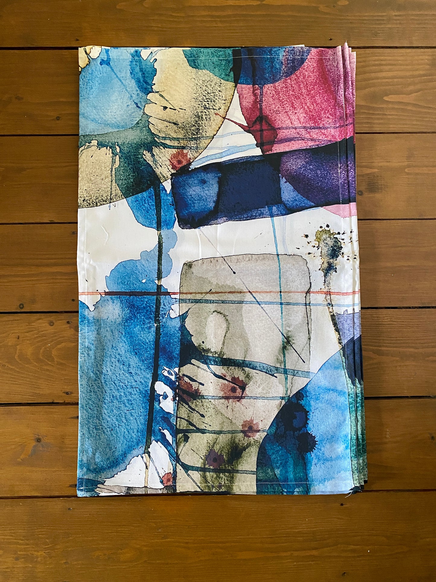 Abstract Watercolours Tea Towel