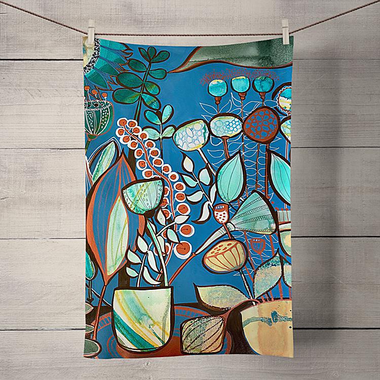 Botanical Blues Tea Towel