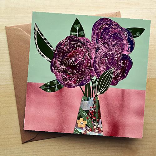 Purple Blooms In A Painted Pot