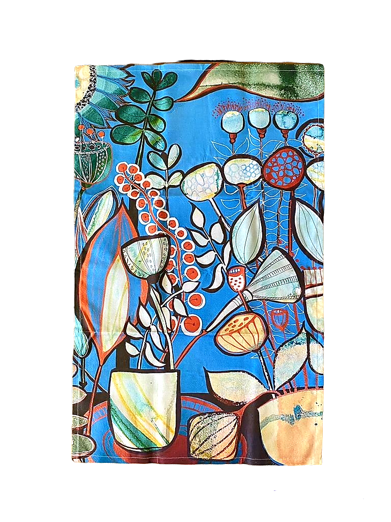 Botanical Blues Tea Towel