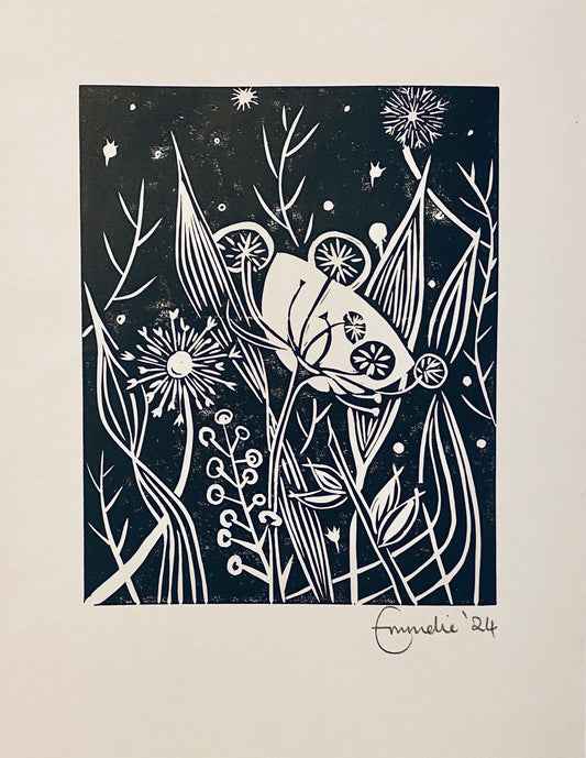 *NEW* Lino print - Night Time Botanical