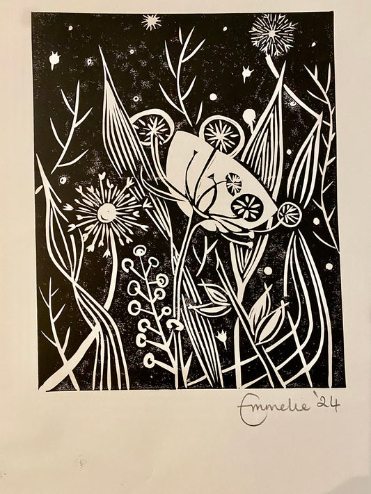 *NEW* Lino print - Night Time Botanical