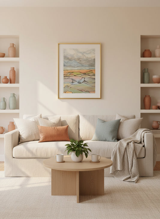 Artistic depiction of abstract patterns in the landscape.