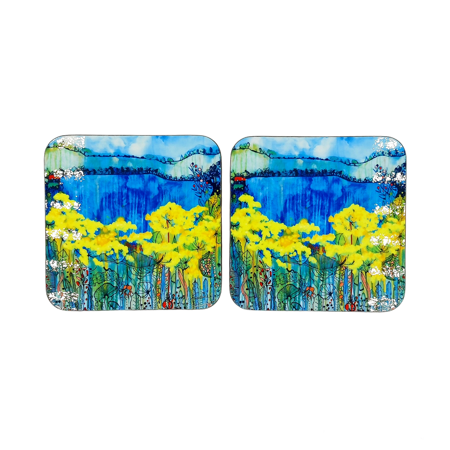 Blue Lake, Red Roof Coaster Set of 2