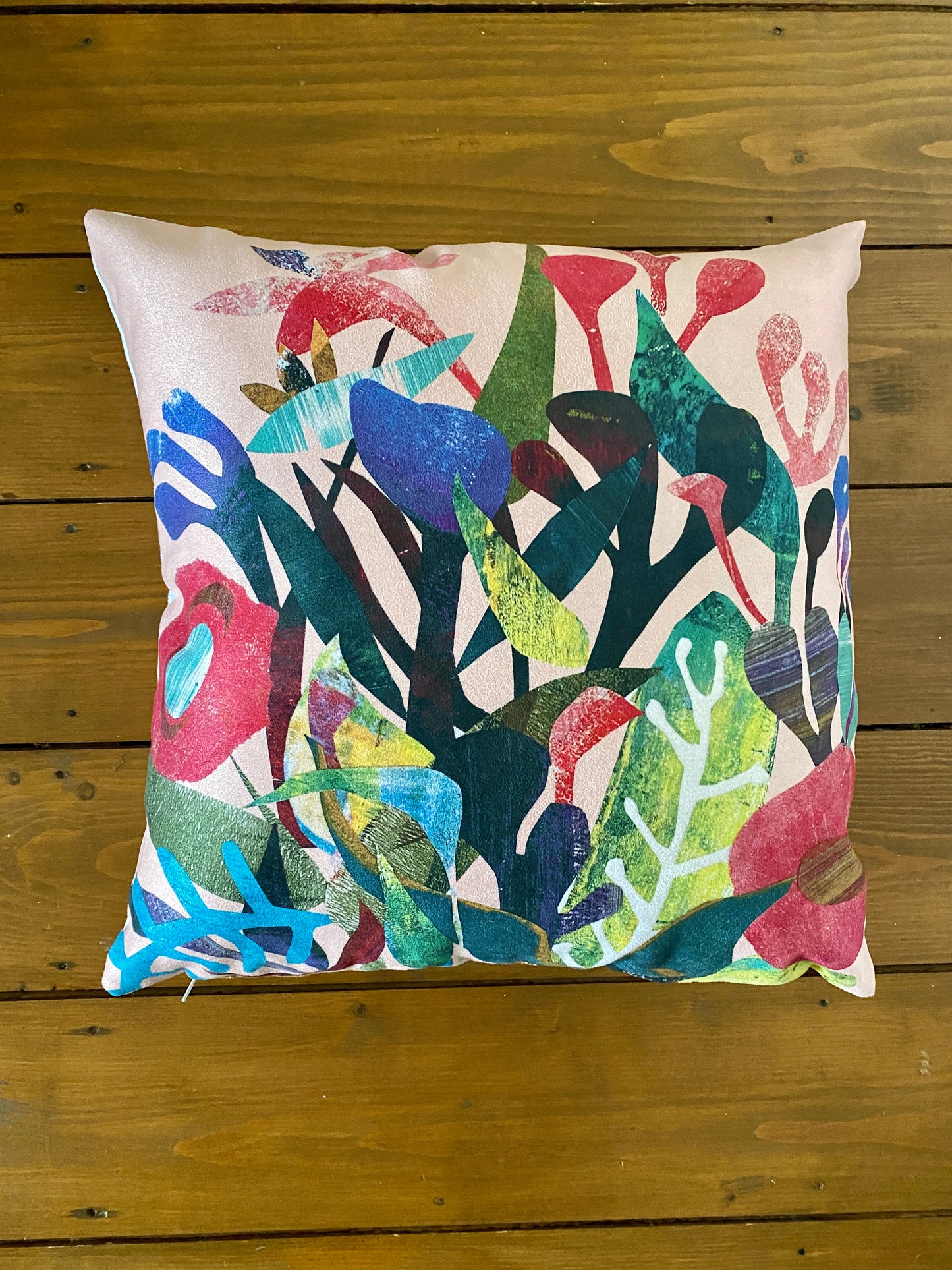 Printmakers Pot Pink Square Cushion Cover
